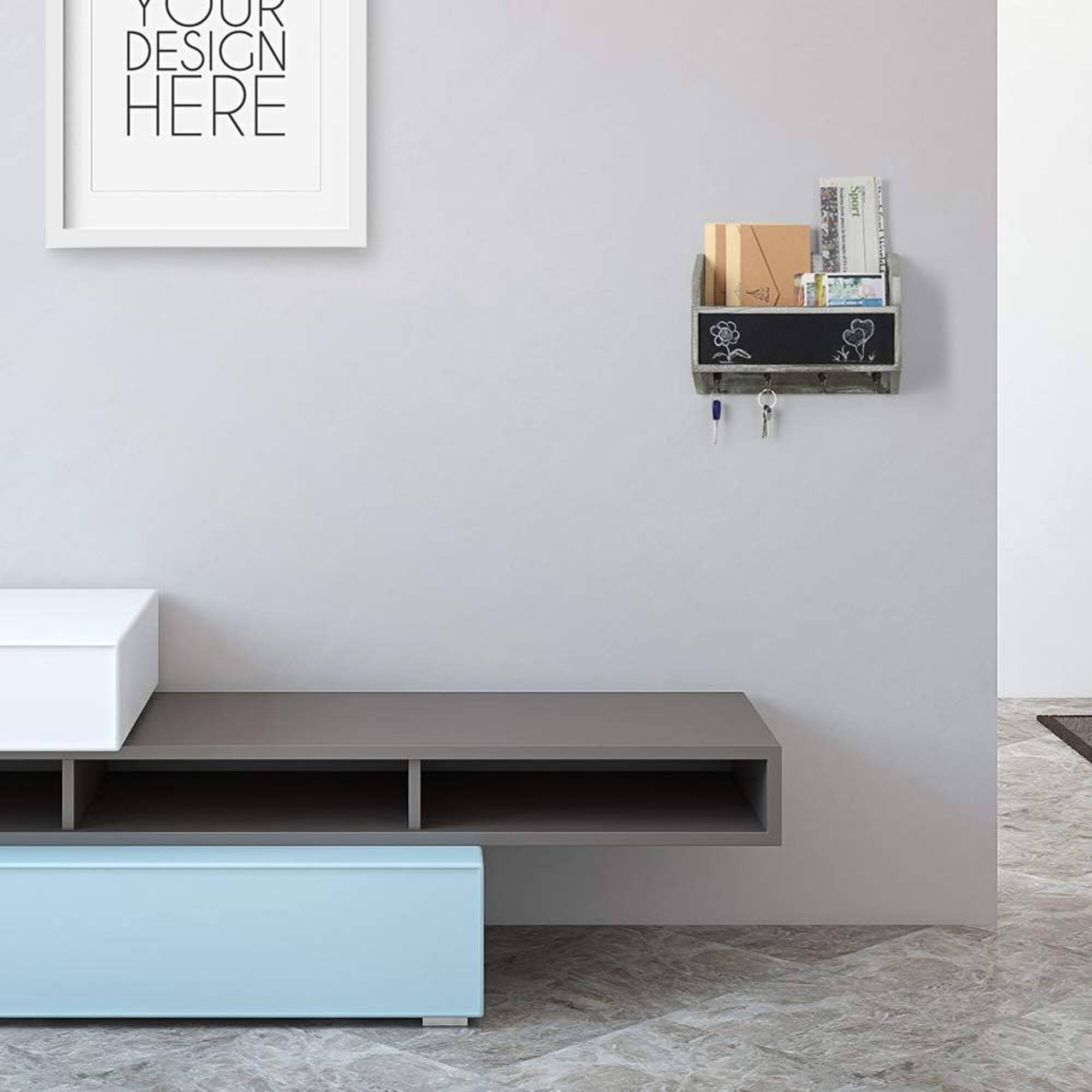 NEX™ Wall Mount Mail & Key Holder Organizer with Chalkboard Surface